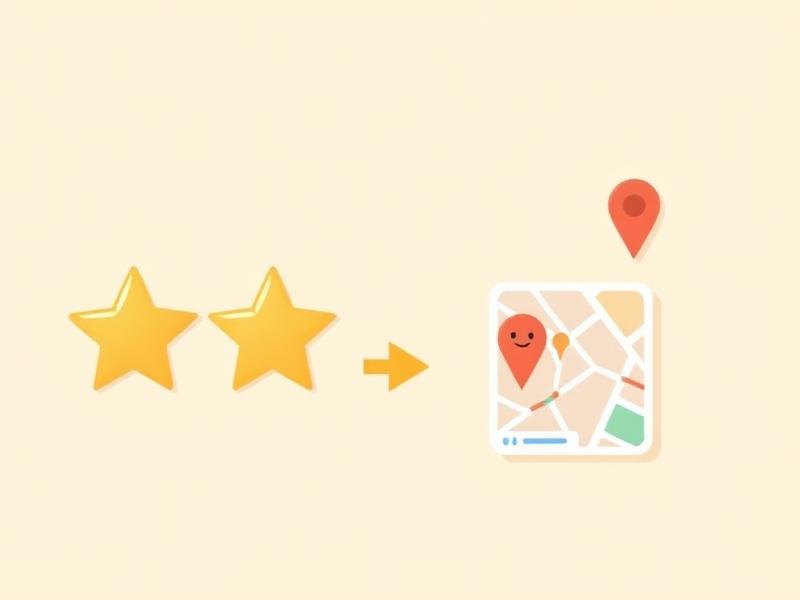 Illustratie: 5 sterren en Google Maps kaart